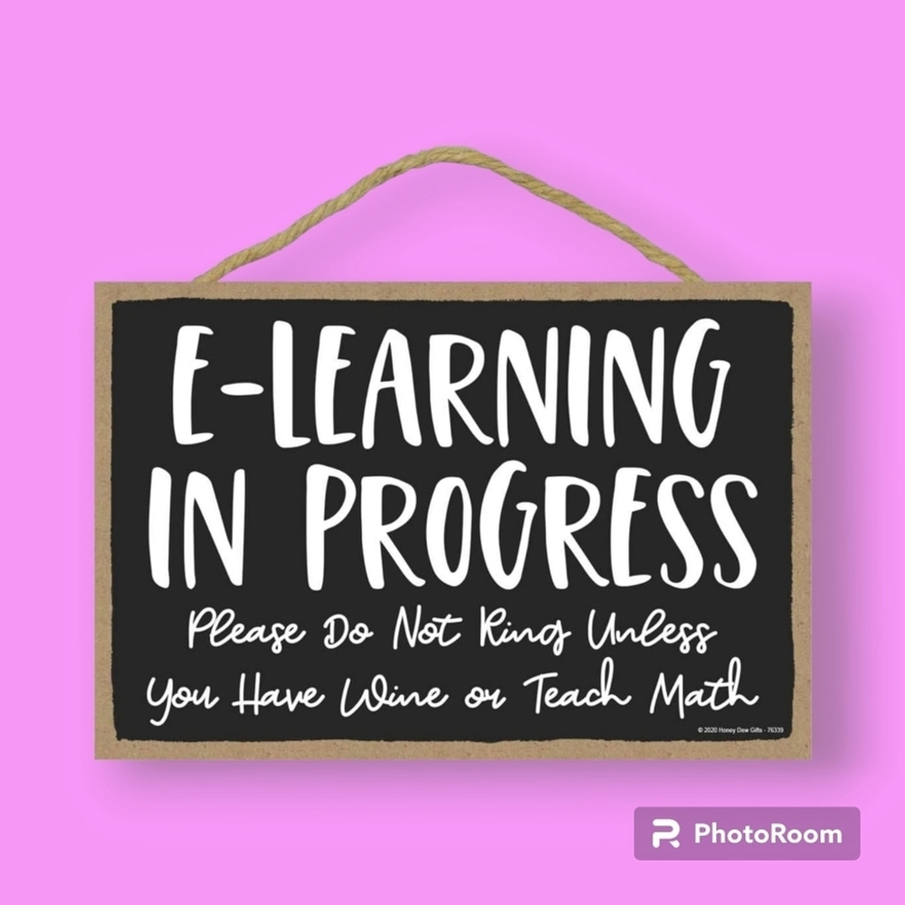 E-Learning in Progress Wood Hanging Home Decor